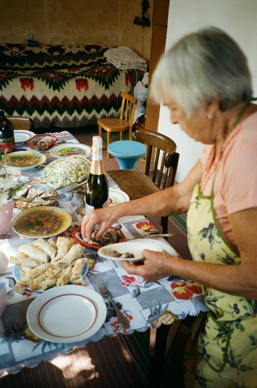 elderly woman organizing home