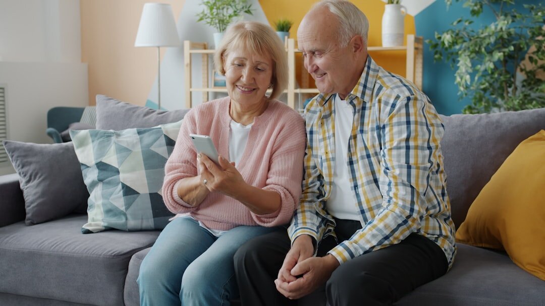 senior using smartphone