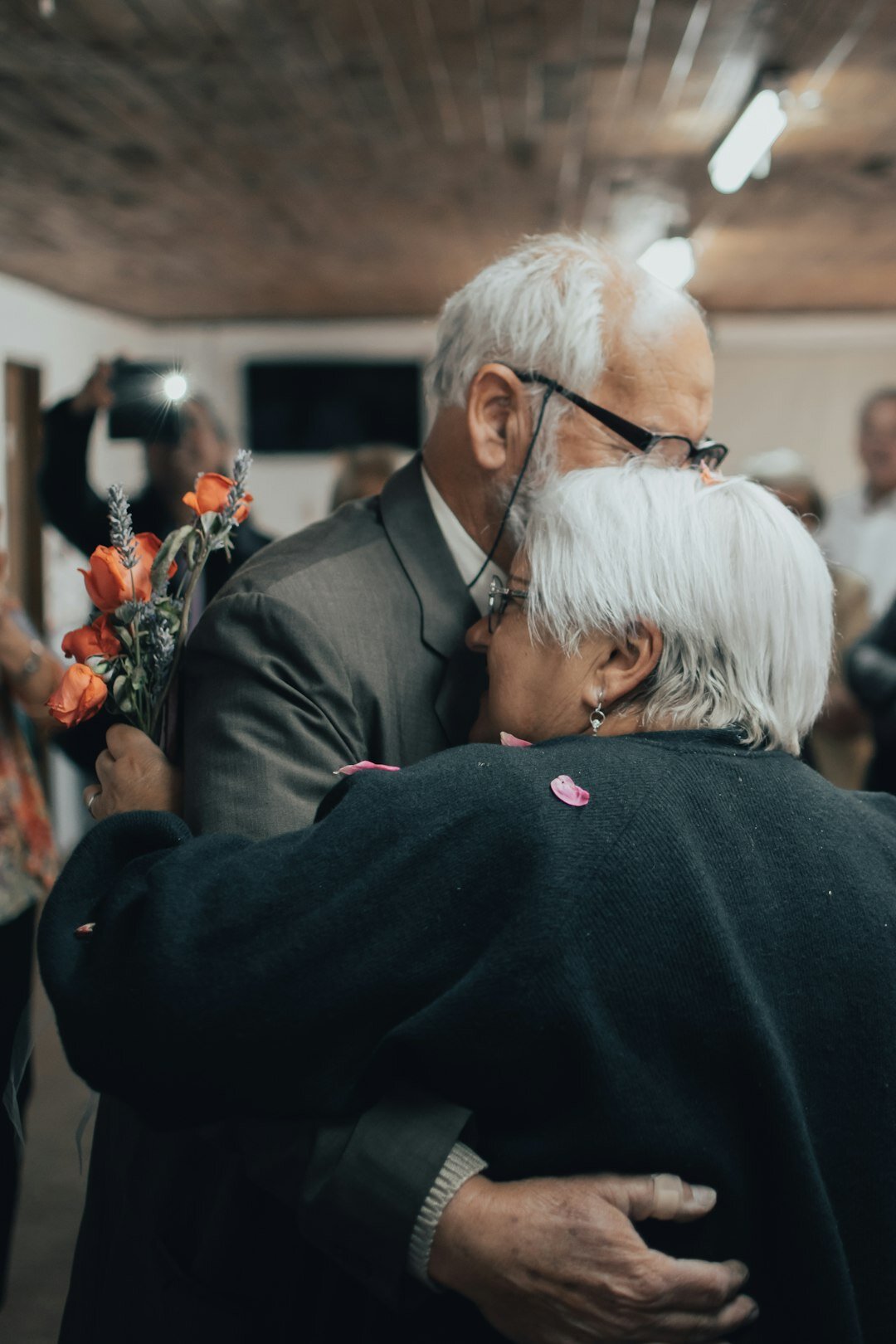 elderly couple dancing
